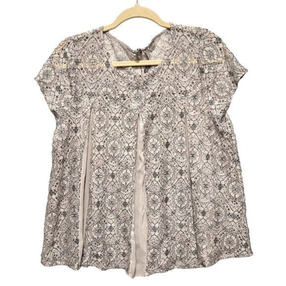 LC Lauren Conrad Womens Tops Size M Lace Chiffon Pleated